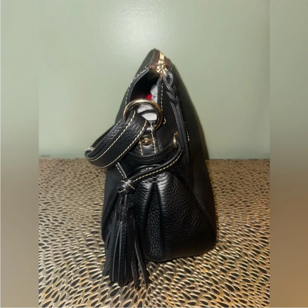Dooney & Bourke Black Leather Satchel Bag with Tassels - Picture 9 of 13